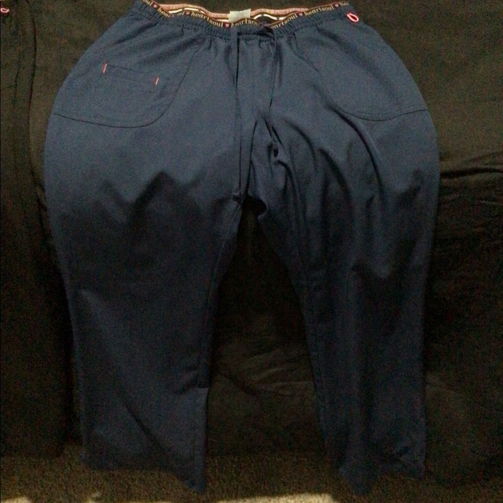 Womens scrub navy blue pants heart soul size medium